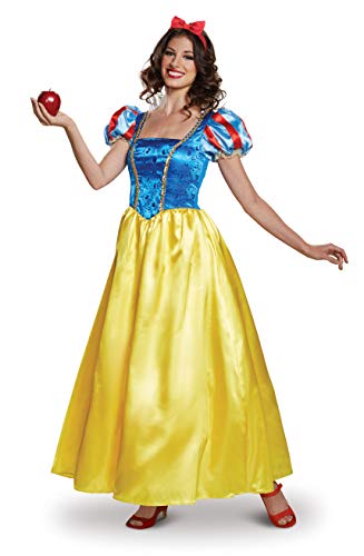 Disguise Damen Schneewittchen Kostüm, offizielles Disney Princess Snow White Deluxe Kostüm Kleid, blau/gelb, Small (4-6) US von Disguise