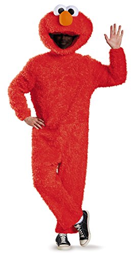 Disguise Elmo Prestige Erwachsenenkostüm aus Plüsch für Herren, Rot/Ausflug, einfarbig (Getaway Solids), XL 42-46 von Disguise