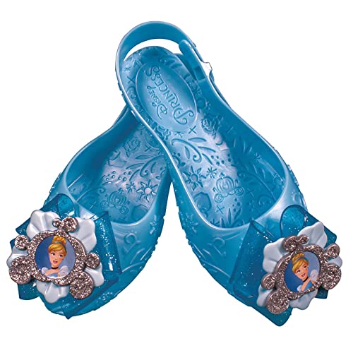 Disney Offizielle Premium Aschenputtel Cinderella Schuhe Mädchen, Prinzessin Schuhe Kostüm Zubehör Mädchen Größenverstellbarer Riemen empfohlen Größe 27/28 von Disguise