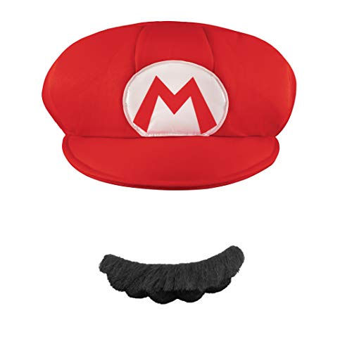 Super Mario Bros DISX73781 Super Accessories Adults Costume Accessory, Mario Hut & Schnurrbart, Einheitsgröße von Disguise