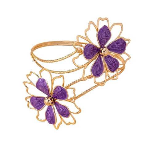 Dishowme Blume Oberarmmanschette Vintage Arm Armband Band Armreif Hohlflorales Armband Körperkette Schmuck für Damen Frauen (Lila) von Dishowme