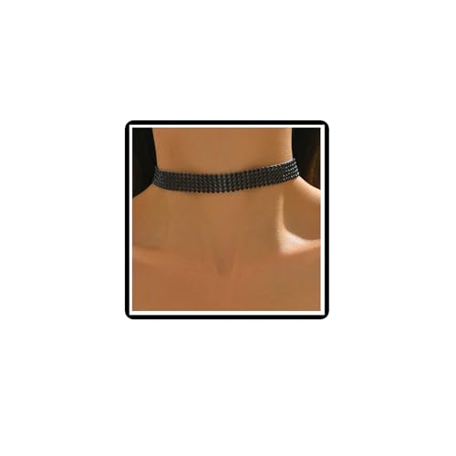 Dishowme Kristall Choker Halskette Vintage Schwarz Strass Kragen Halskette Kette 3Reih/5Reih/8Reih Bling Diamantschmuck für Damen Frauen (5 Reihen) von Dishowme