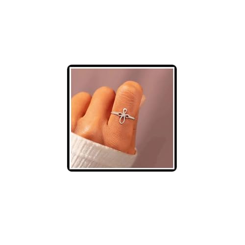 Dishowme Kristall Engel Flügel Edelstahl Ring Vintage Perle Schmetterling Knöchel Ring Strass Kreuz Unendlichkeit Finger Joint Band Verstellbarer Schmuck für Frauen Männer (Kreuz) von Dishowme