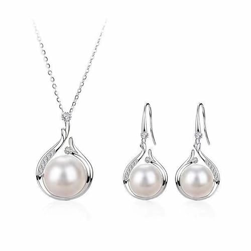 Dishowme Kristall Hochzeit Perlenkette Ohrringe Set Vintage Braut Strass Kunstperle Teardrop Schmuck Sets für Damen Frauen von Dishowme