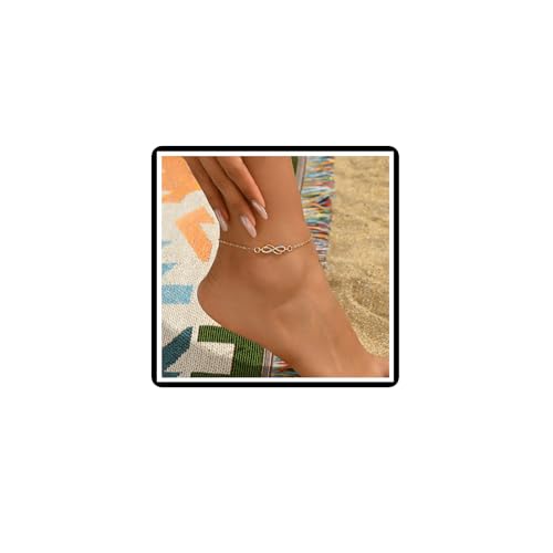 Dishowme Kristall Infinity Fußkettchen Armband Vintage Musiknote Fußkette Strass Lucky 8 Sommer Strand Schmuck für Frauen Damen (Gold) von Dishowme