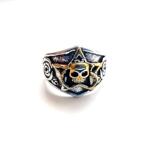 Dishowme Totenkopf Rose Blume Ringe Punk Blume Stern Knöchelring Verstellbare Fingergelenk Band Schmuck für Frauen Männer Mädchen (Gold) von Dishowme
