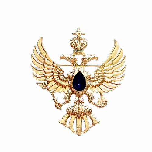 Doppelköpfiger Adler Brosche Kristallflügel Krone Anstecknadel Mode Kragen Brustnadel Vintage Abzeichen Mantel Anzug Rock Nieten Zubehör für Männer Teenager Frauen (Gold) von Dishowme