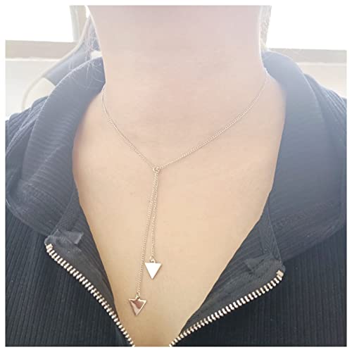 Dreieck-Quasten-Anhänger-Halskette, geometrisches Lariat, Y-Form, Pullover-Kette, Schmuck für Frauen Mädchen Teenageralter (Silber) von Dishowme