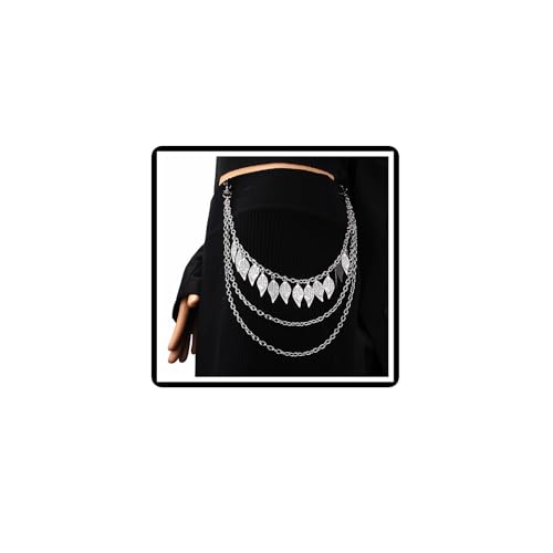 Gothic Kreuz Hose Kette Blatt Hose Kette Punk Schwert Jeans Geldbörse Kette Hip Hop Stern Geldbörse Taille Gliederketten Tasche Gürtel Körperschmuck für Frauen Männer (Blatt) von Dishowme