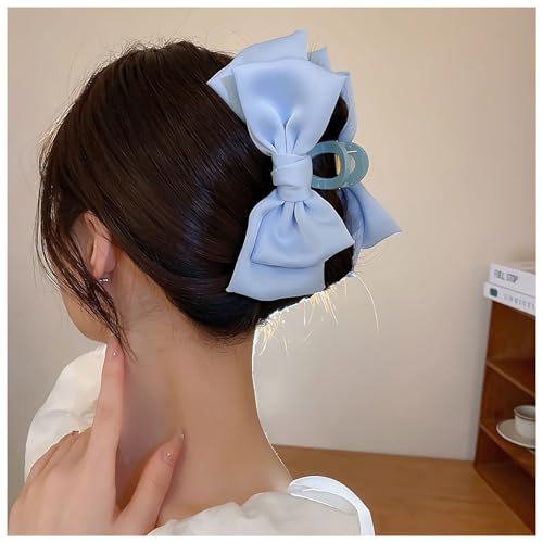 Haarspangen mit Fliege, Vintage-Stil, Schleifenknoten, große Haarspangen, Zubehör für Frauen und Mädchen (blau) von Dishowme