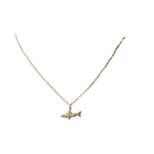 Hai-Anhänger-Halskette, zierliche Tierkette, Schmuck für Frauen, Männer, Mädchen (Gold) von Dishowme