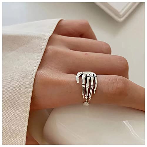 Hand-Skelett-Ring Vintage Dunkle Handflächen Knöchel-Ring Hip-Hop-Persönlichkeit Finger-Gelenk-Klaue Schmuck für Frauen Männer Mädchen von Dishowme