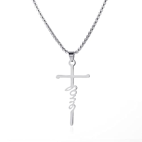 Kreuz Liebesbriefe Halskette Alphabet Kreuz Penant Halskette Glaube Jesus Religiöser Schmuck für Frauen Mädchen Teenageralter (Silber) von Dishowme