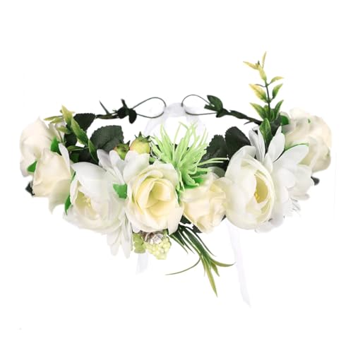 Blumenkrone für Damen, Brautschmuck, Blumenkranz, Hochzeit, Haarschmuck, Brautjungfer, Tiara, Einheitsgröße, Stoffblume. Band von Disimlarl