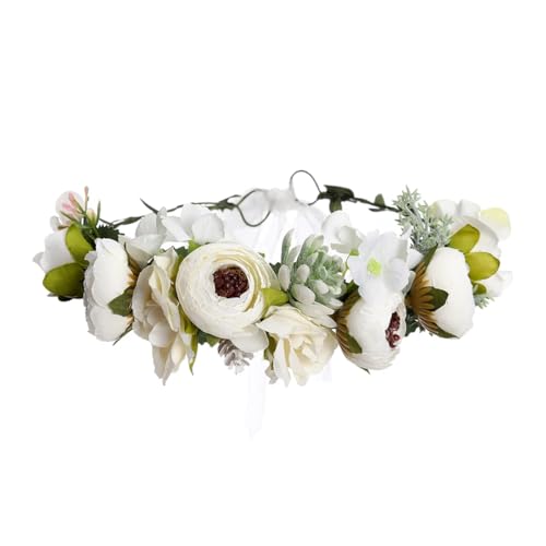 Blumenkrone für Damen, Brautschmuck, Blumenkranz, Hochzeit, Haarschmuck, Brautjungfer, Tiara, Einheitsgröße, Stoffblume. Band von Disimlarl