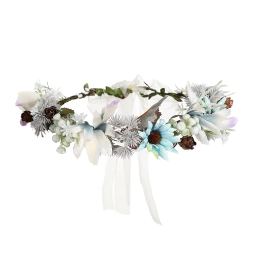 Blumenkrone für Damen, Brautschmuck, Blumenkranz, Hochzeit, Haarschmuck, Brautjungfer, Tiara, Einheitsgröße, Stoffblume. Band von Disimlarl