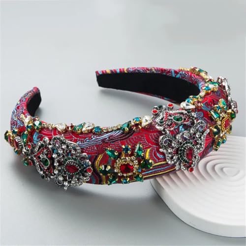 Damen-Haarbänder mit Strasssteinen, gepolstert, Braut-Haarbänder, Hochzeits-Haarschmuck, AY10-Rot von Disimlarl