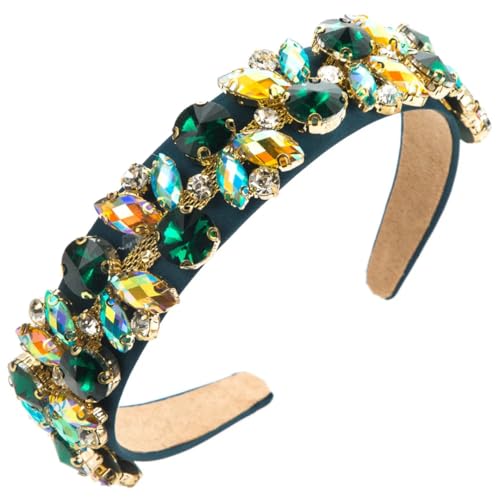 Damen-Haarband mit Strasssteinen, breit, funkelnd, mit Perlen, Haarschmuck EN8 von Disimlarl