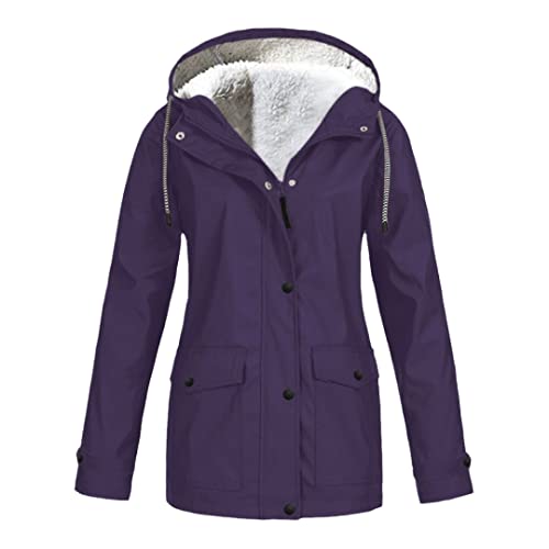 Damen Herbst Winter Plus Velours Dicke Outdoor Bergsteigen Kapuze Overoat, Z, 54 von Disimlarl