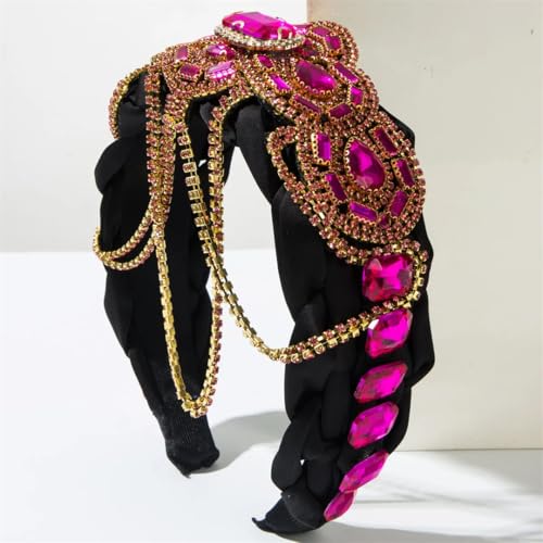 Damen Stirnband Elegant Retro Strass Breit Haarschmuck Geflochtenes Stirnband Haarband Rosarot Damen Stirnband Elegant Retro Strass Breit Haarschmuck Geflochtenes Stirnband Haarband Rosarot von Disimlarl