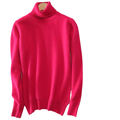 Disimlarl Damen Herbst Warm Nerz Kaschmir Weich Rollkragen Pullover Pullover, rose, XX-Large von Disimlarl