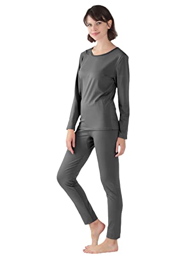 Disimlarl Damen Herbst und Winter Gepolsterte Unterwäsche Große Größe Lose Thermounterwäsche Set, silber, 54 von Disimlarl