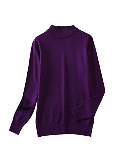 Disimlarl Damen Winter Rollkragenpullover Strickpullover Slim Fit Kaschmir Mehrfarbig Pullover, violett, S von Disimlarl