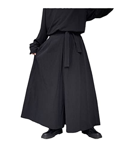 Disimlarl Herren Hakama Harajuku Kimono Samurai Hose Casual Wide Hose Kendo Uniformen, Schwarz , 31-35 von Disimlarl