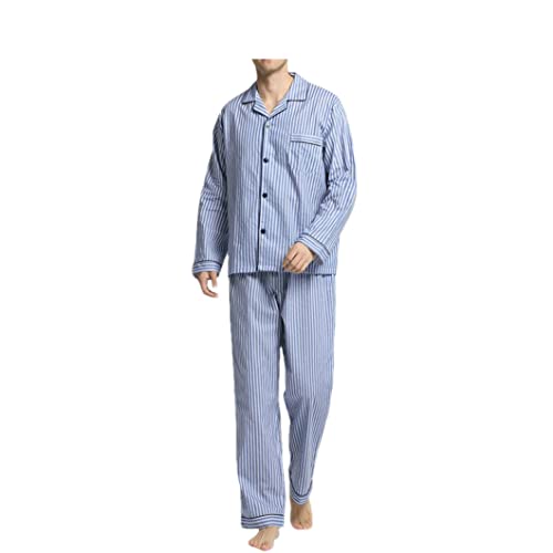 Disimlarl Herren-Nachtwäsche, Baumwolle, Nachtwäsche, Schlafzimmer, Lounge, lässiges Nachthemd, weiches Pyjama-Set, himmelblau, M von Disimlarl