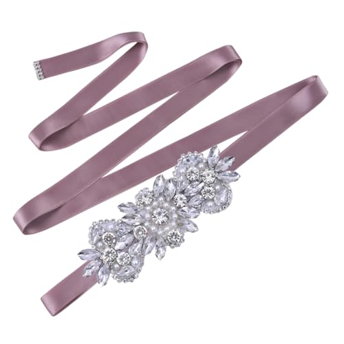 Disimlarl Strass Braut Gürtel Perlen Braut Schärpe Gürtel Braut Hochzeit Kleid Trim Gürtel, Antike Voilet, One size von Disimlarl