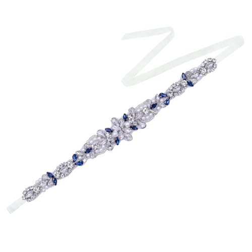 Disimlarl Strass Verzierung Hochzeitskleid Zubehör Gürtel Handgemachte Braut Prom Party Gürtel, Elfenbeinfarbenes Organz, One size von Disimlarl
