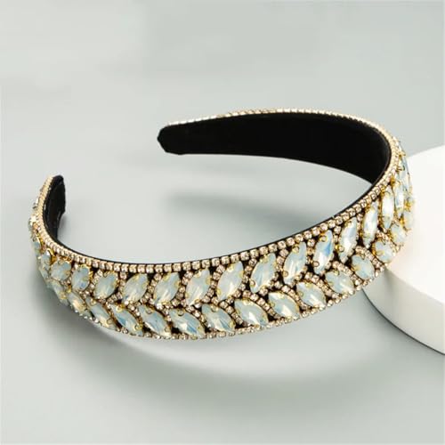 Gepolstertes Damen-Haarband mit Strasssteinen, Perlen, breit, mit Schmucksteinen, Glitzer, Haar-Accessoires, tief von Disimlarl