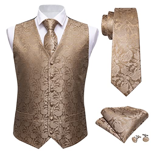 Herren Anzug Weste Krawatte Set Seide Weste Homme formelle Business Party M-2023 XL von Disimlarl