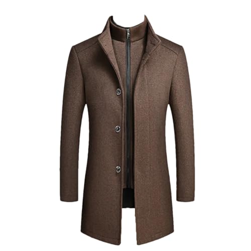 Winter Solid Casual Mantel Herren Mittellanger Mantel Doppelkragen Abnehmbare Weste Mantel Khaki 3XL von Disimlarl