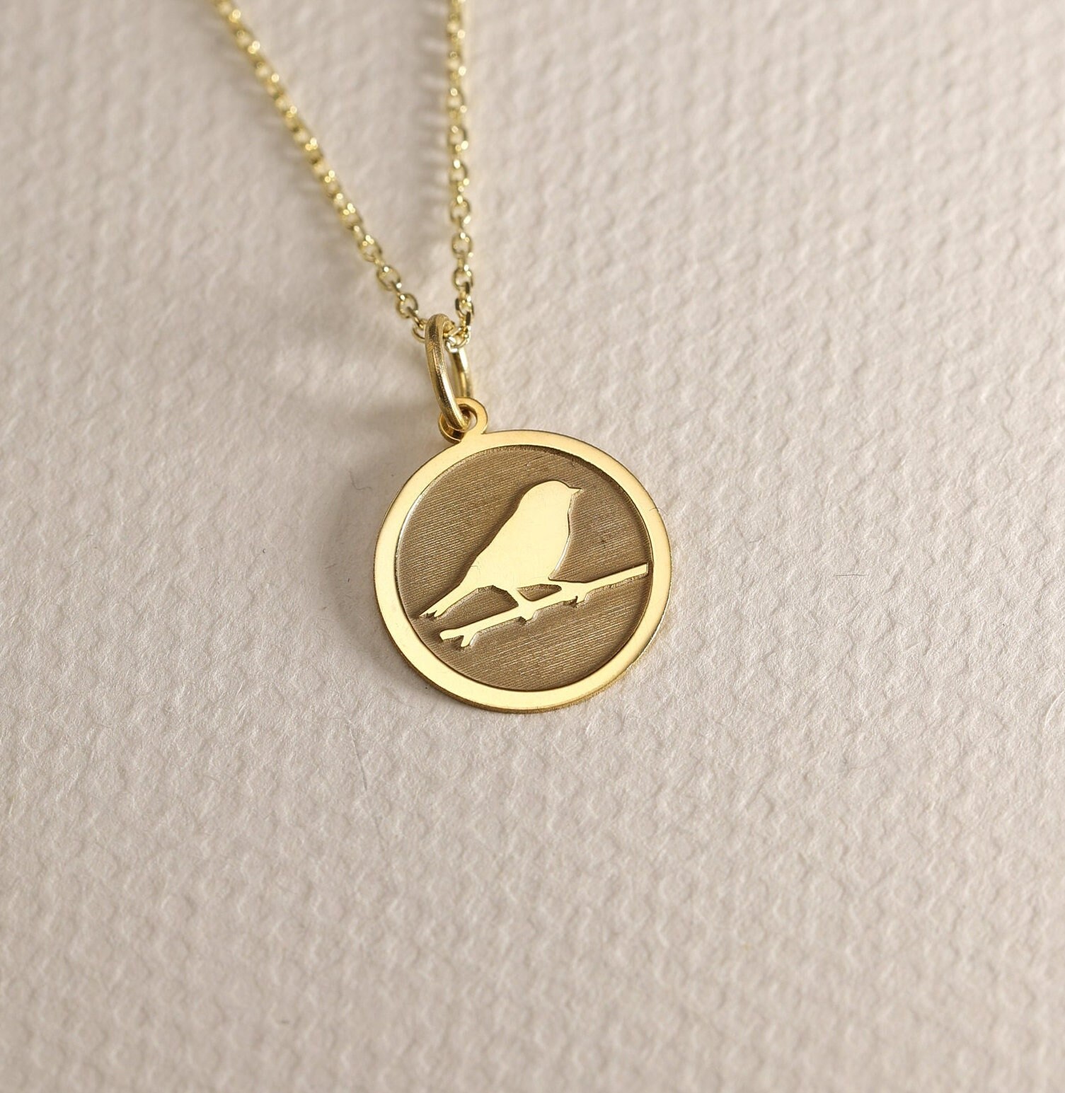 Gold Solid 14K Echtgold Vogel Halskette, Schwalbe Zierliche Goldkette, Kleine Handgemacht Gold Solid 14K Echtgold Vogel Halskette, Schwalbe Zierliche Goldkette, Kleine Handgemacht von DiskGold