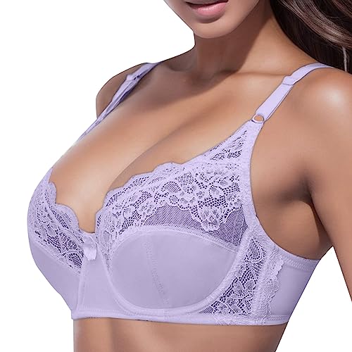 Damen Alltag BH Elegant Ohne Bügel Oberteil Leicht Atmungsaktiv Baumwolle Neckholder Korsett Unterwäsche Dessous Rückenfreies Sexy Bequeme Sport Bustier Invisible Bra Lila,90D von Dislsokrhov