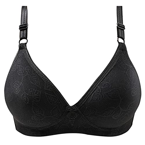 Damen Spitzen BH Neckholder Push Up Hebe Bra Alltag Unterwäsche Bralette Schlafen BH Atmungsaktiv Bequem BH Mit Polstern Verstellbare Träger Ohne Bügel Blumen Spitze BH Elegant A2-Schwarz,L von Dislsokrhov