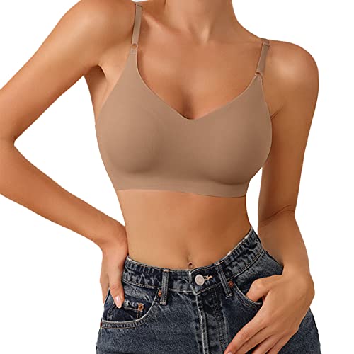 Damen Sport-BH Nahtlose Yoga-Unterwäsche Im Camisole-Stil Sommer Atmungsaktiv Spaghetti Top Shock Absorber Sport BH Starker Halt Große Brüste Minimizer BH Ohne Bügel Große Größen Gold,XL von Dislsokrhov