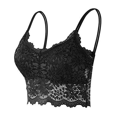 Dislsokrhov Damen BHS Ohne Buegel Push up Yoga Spitze BH Bra Top Sport-BHS für Women Sport-BH für Hohe Belastungen Rückenfreier Body Shaper-BH Spitze Push up Bustier E1-Schwarz,M von Dislsokrhov