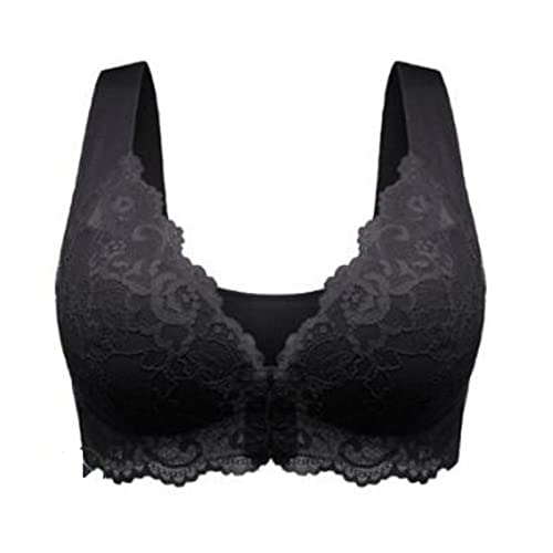 Dislsokrhov Damen Blossom Spitze BH mit Vorderverschluss Sport BH Starker Halt Große Brüst Push up Spitzen BH Ohne Buegel Brisa BH Gegen Hängende BrüstefüR Laufen Joggen Yoga Fitness b-Schwarz,XL von Dislsokrhov