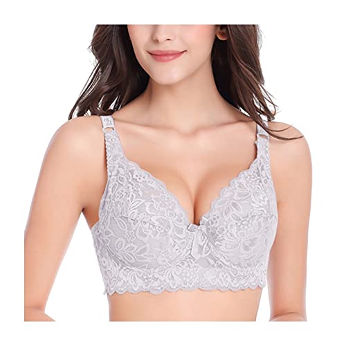 Dislsokrhov Damen Sexy Push Up Spitze BHs Ohne Buegel Spitze BH Bra Top BH für Women V-Ausschnitt Rückenfreier Körperformender BH Dünne BH Große Größen Elastisch Verstellbarer BH Weiß,95B von Dislsokrhov