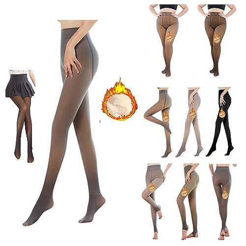 Dislsokrhov Damen Steigbügel Strumpfhose, Strumpfhose Damen Thermostrumpfhosen Leggings Fake Durchscheinende Wärme Verdickte Fleece Pantyhose,Fleece gefütterte Strumpfhose Damen Winter von Dislsokrhov