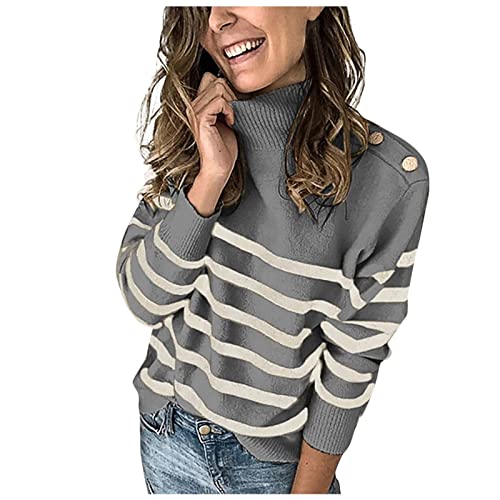 Dislsokrhov Damen Sweaters Lange Sweatshirt Sportoberteile Italienische Mode Pullover Gefütterte Damenpullover Oversize Longpullover Women's Stilloberteile Lässig Elegant Kurzarmpullover 09 Grau, L von Dislsokrhov