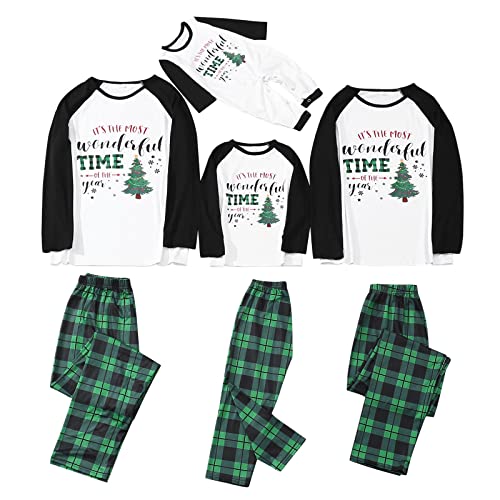 Dislsokrhov Familie Nachtwäsche Christmas Schlafanzug Sleepwear Weihnachtsbaum Pyjamas Mit Kapuze Schlafshirt Clothing Strampler Kinder Jumpsuit Outfits Cartoon-Druck Damen 3# Grün, M von Dislsokrhov