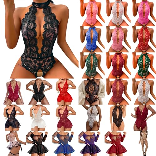 Dislsokrhov Reizwäsche Für Sex Damen Lingerie Party Strapse Reizwaesche Frauen Corsage Sey Dessous Unterwäsche Babydolls Mollig Babydoll Morgenmantel Dessous-Sets Party Outfit Damen 06 Schwarz, XXL von Dislsokrhov