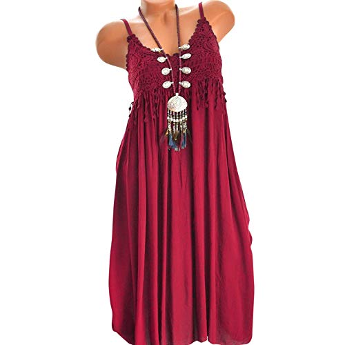 Strandkleid Damen, Damen Knielang Ärmellos Sommer Kleider Sexy Elegant Kleid Boho Strandkleider Minikleid Teenager Mädchen Festlich Kleider Blumen Drucken Kleid A-Linie Kurz Sommerkleid von Dislsokrhov