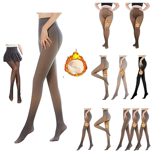 Dislsokrhov Strumpfhosen Damen Winter Leggings Damen Gefütterte Fleece Blickdichte Strumpfhose Strickstrumpfhose Gefälschte Durchscheinend Plüschstrümpfe Pantyhose Warmer Thermostrumpfhosen von Dislsokrhov