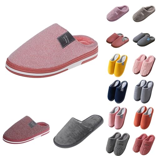 Hausschuhe Damen Winter Plüsch Pantoffeln Herren Flauschig Weich Bequeme Hause Slippers Baumwolle Memory Foam Puschen Hausschuhe mit Rutschfester Gummisohle Filzpantoffeln Unisex 1# Rosa,37 EU von Dislsokrhov