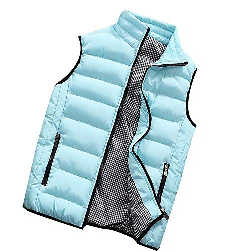 Herren Kurz Mit Kapuze Weste Steppweste Leichte Kapuzenweste Übergangsjacke Daunenweste Winddichte Funktionsweste Winterjacke Stehkragen Atmungsaktive Herrenweste für Outdoor Wandern Light Blau,L von Dislsokrhov