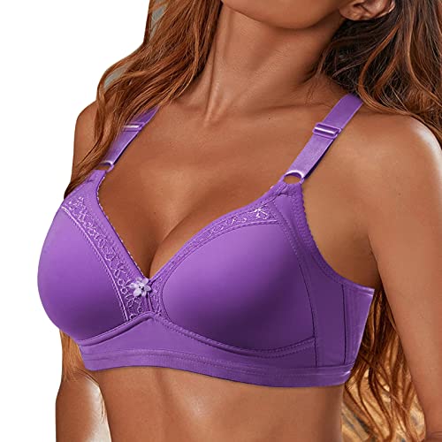 Sport Bra Damen BH Bustier Ohne Buegel Spaghettiträger Bequem Sport Bra Cross Back Design Push up BH Sport Bra Top Körperformender BH für Nach Brust OP Fitness Lauf Yoga Lila,105C von Dislsokrhov